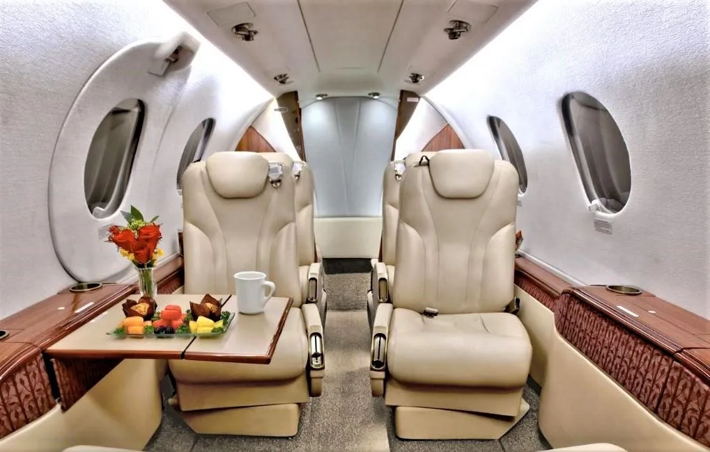 Cabin interior of a Beechcraft Premier IA.