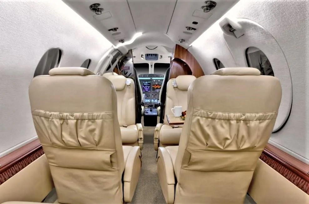 Cabin interior of a Beechcraft Premier IA.