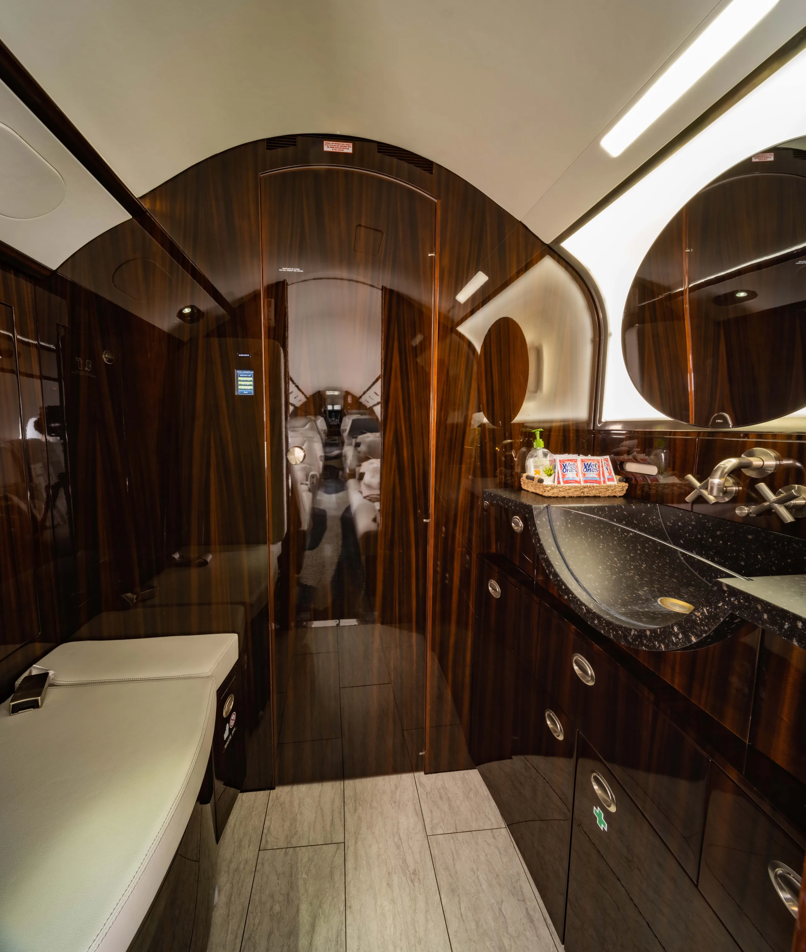 Cabin interior of a 2008 Bombardier Challenger 300.