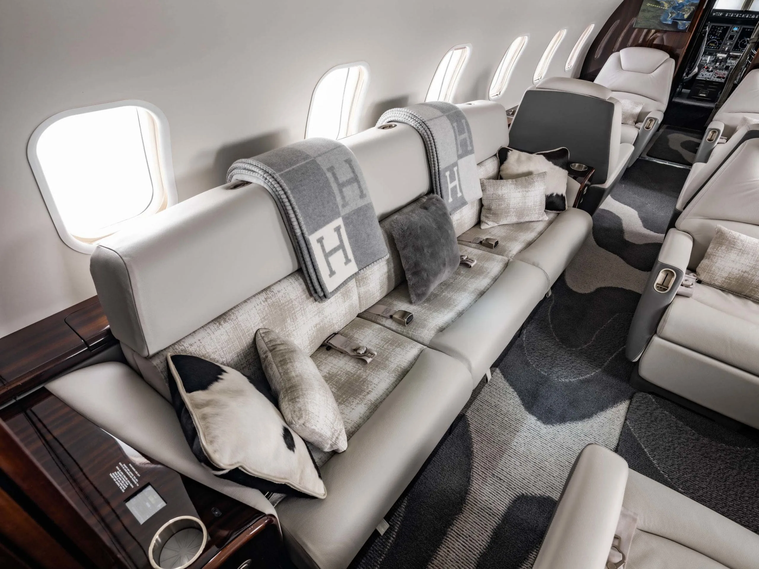 Cabin interior of a 2008 Bombardier Challenger 300.