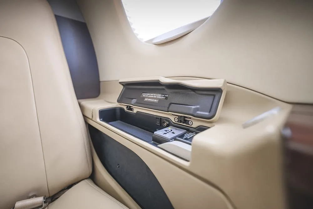 Cabin interior of a 2009 Embraer Phenom 100.