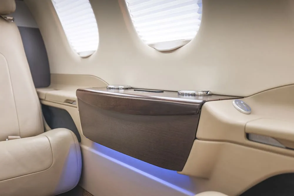 Cabin interior of a 2009 Embraer Phenom 100.