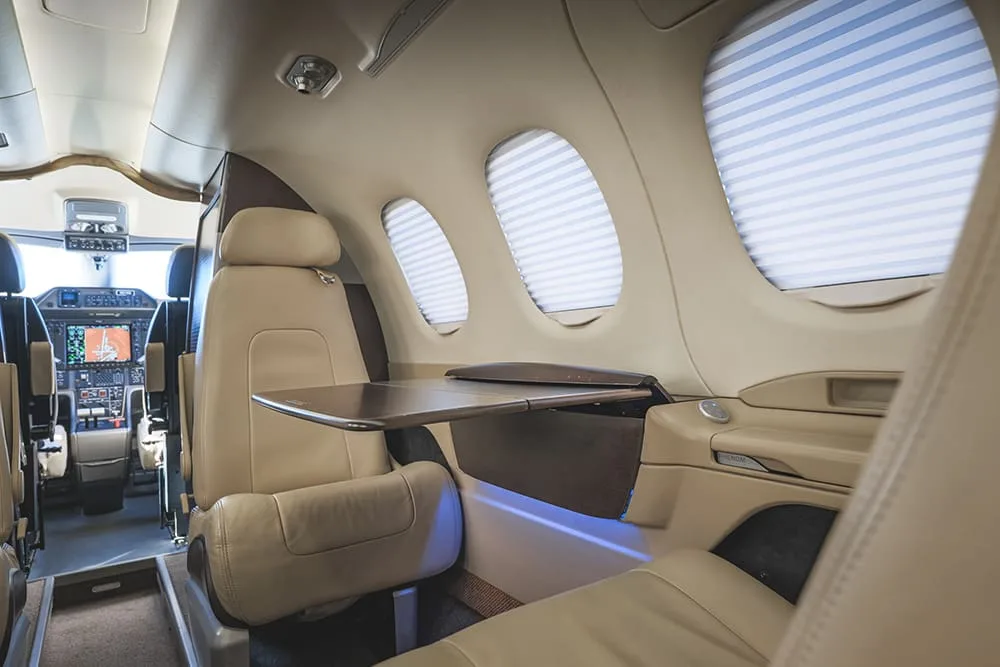 Cabin interior of a 2010 Embraer Phenom 100.
