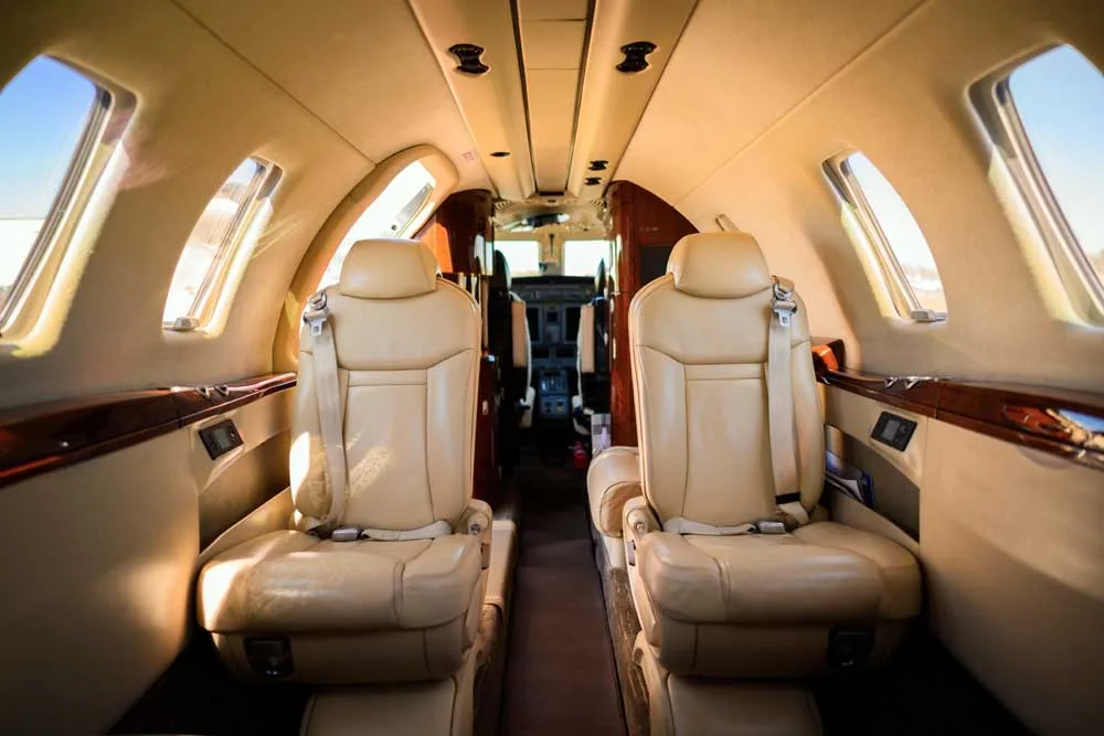 Cabin interior of a 2012 Cessna Citation CJ4.