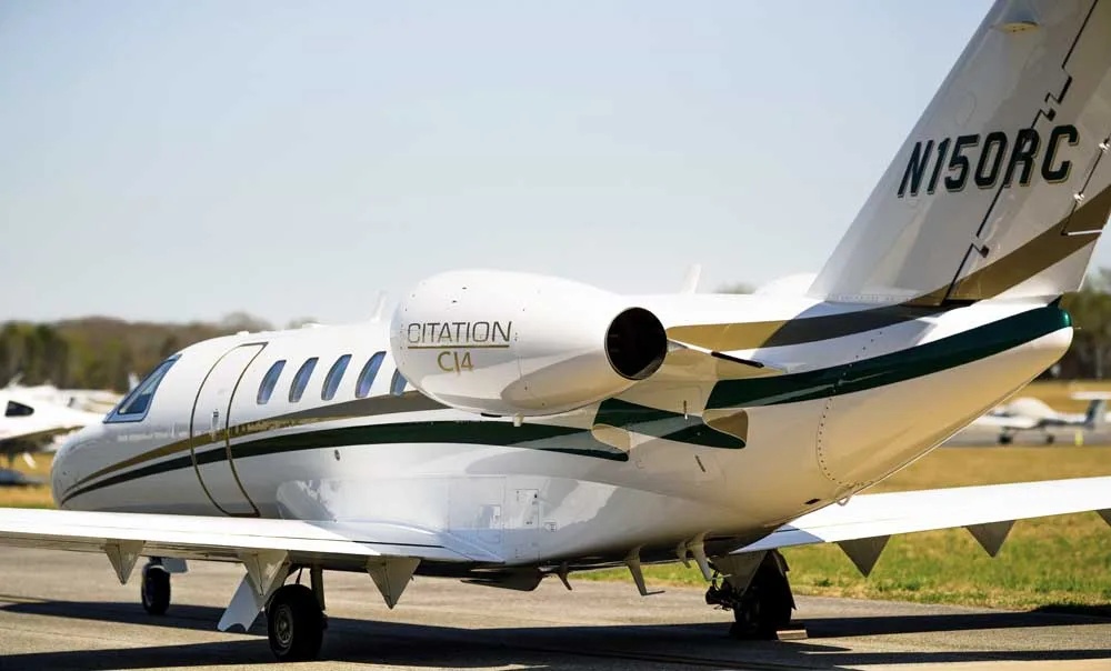 Exterior view of a 2012 Cessna Citation CJ4, N150RC.