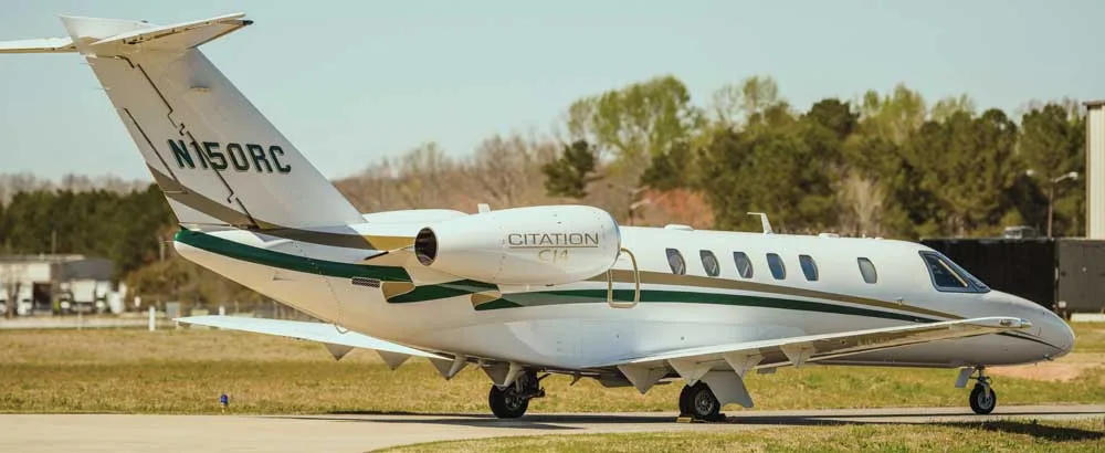 Exterior view of a 2012 Cessna Citation CJ4, N150RC.