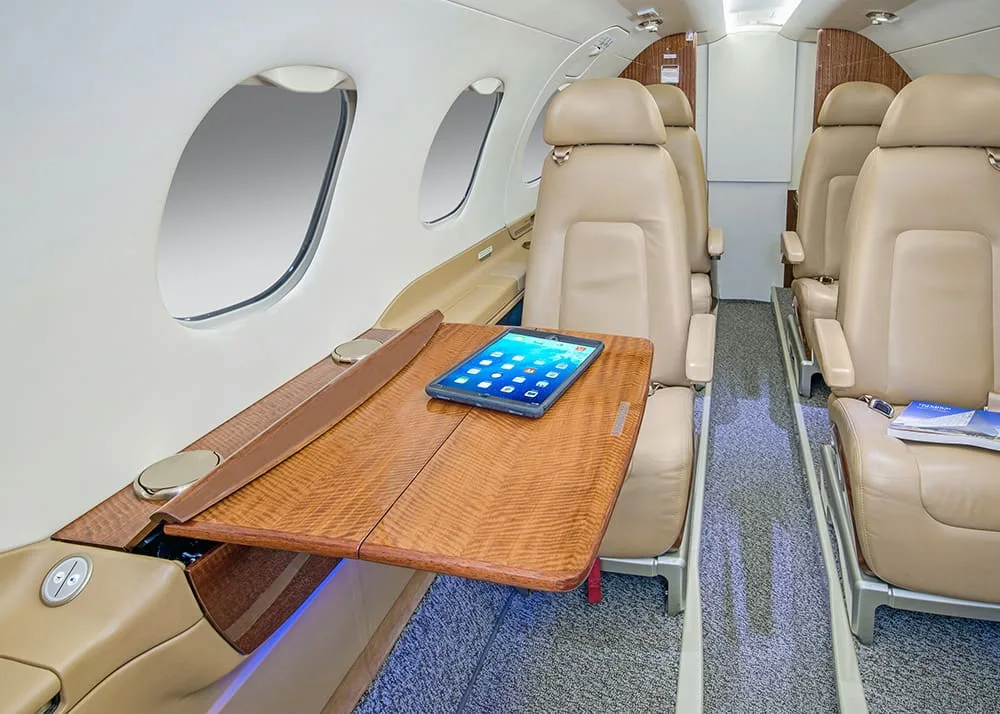 Cabin interior of a 2013 Embraer Phenom 300.