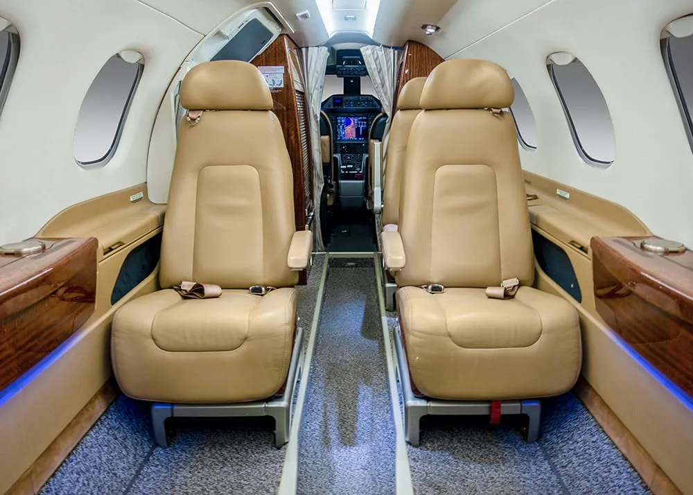 Cabin interior of a 2013 Embraer Phenom 300.