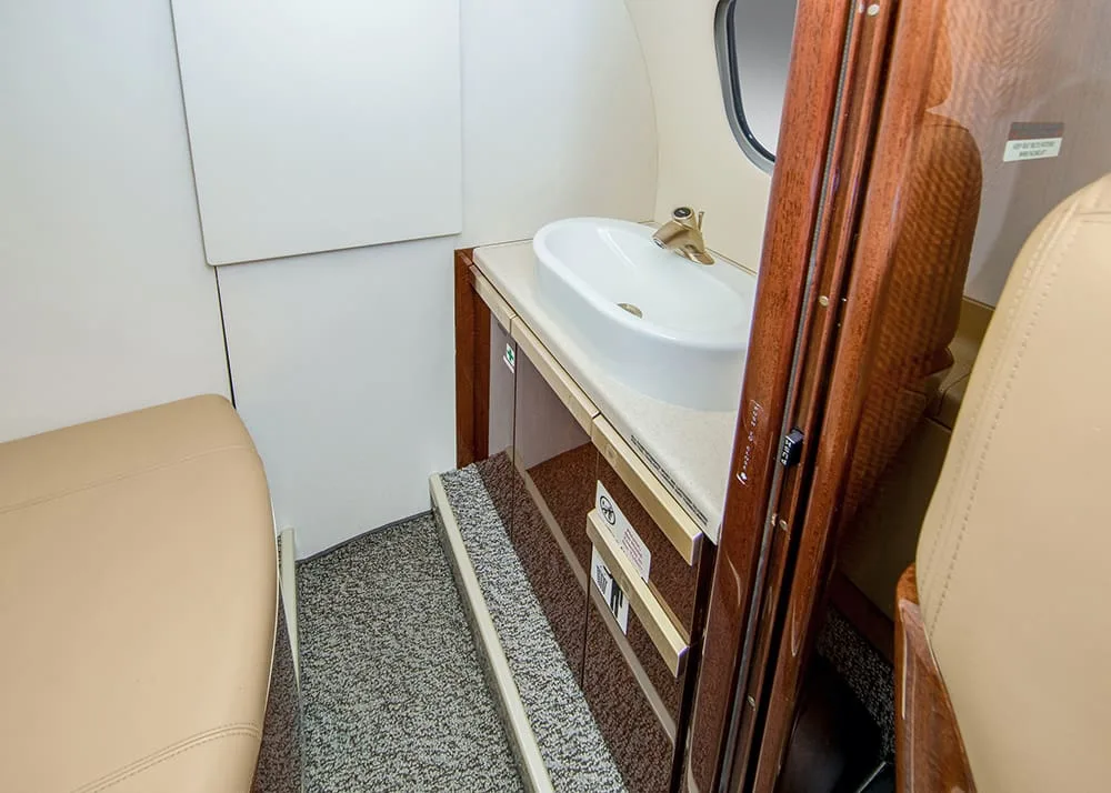 Cabin interior of a 2013 Embraer Phenom 300.