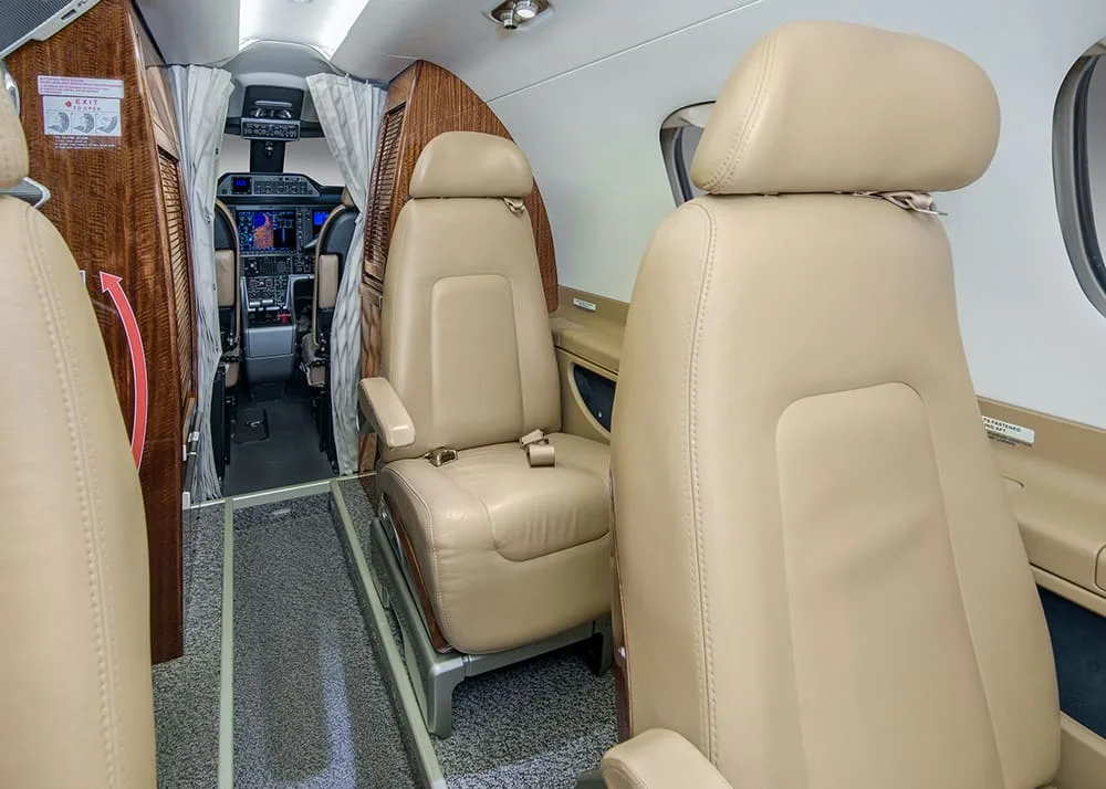 Cabin interior of a 2013 Embraer Phenom 300.