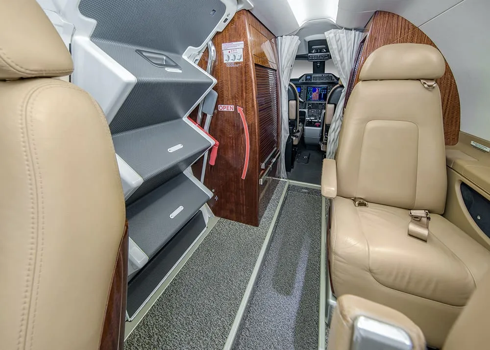 Cabin interior of a 2013 Embraer Phenom 300.