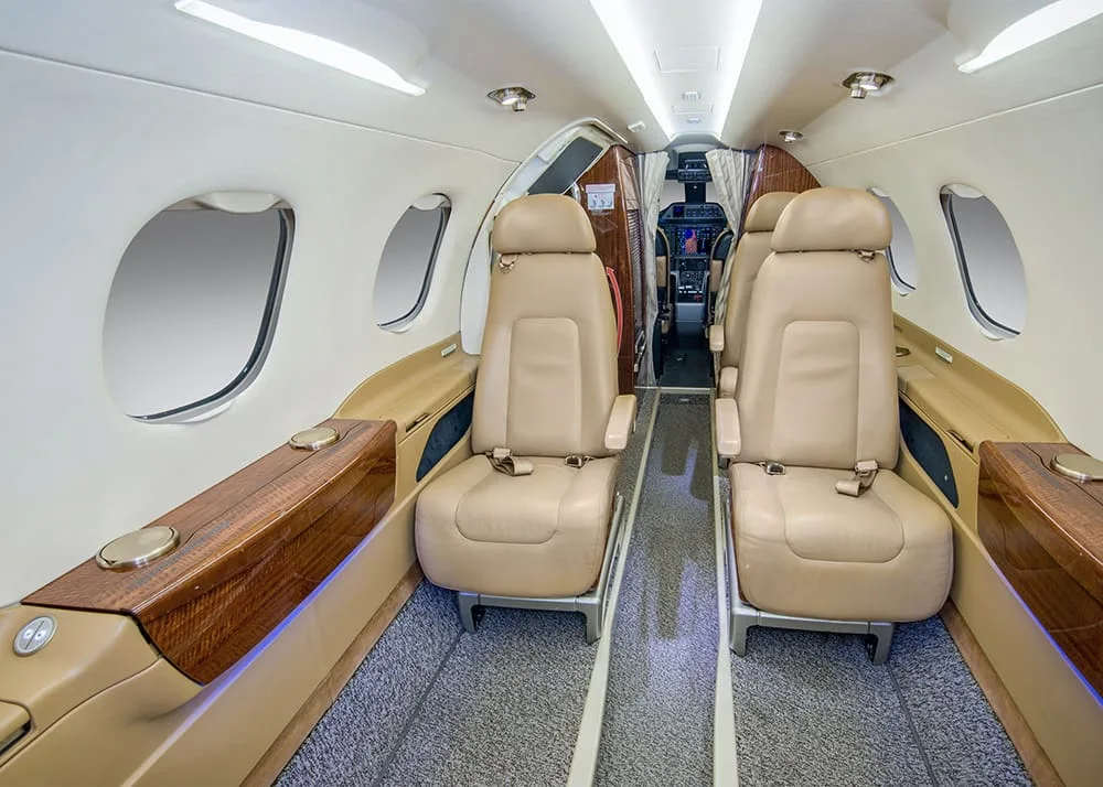 Cabin interior of a 2013 Embraer Phenom 300.