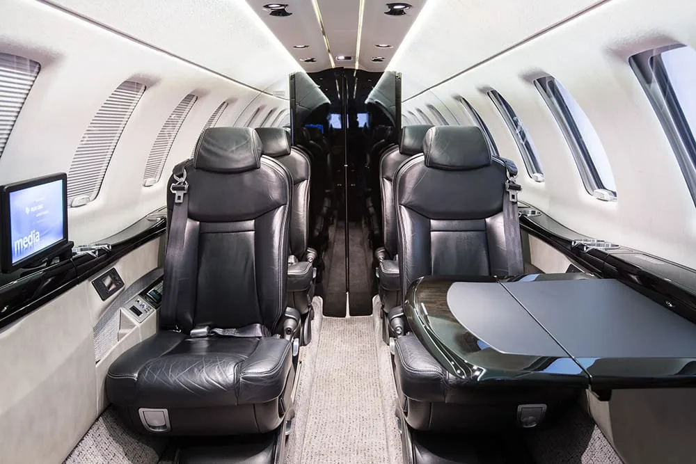 Cabin interior of a 2015 Cessna Citation CJ4.
