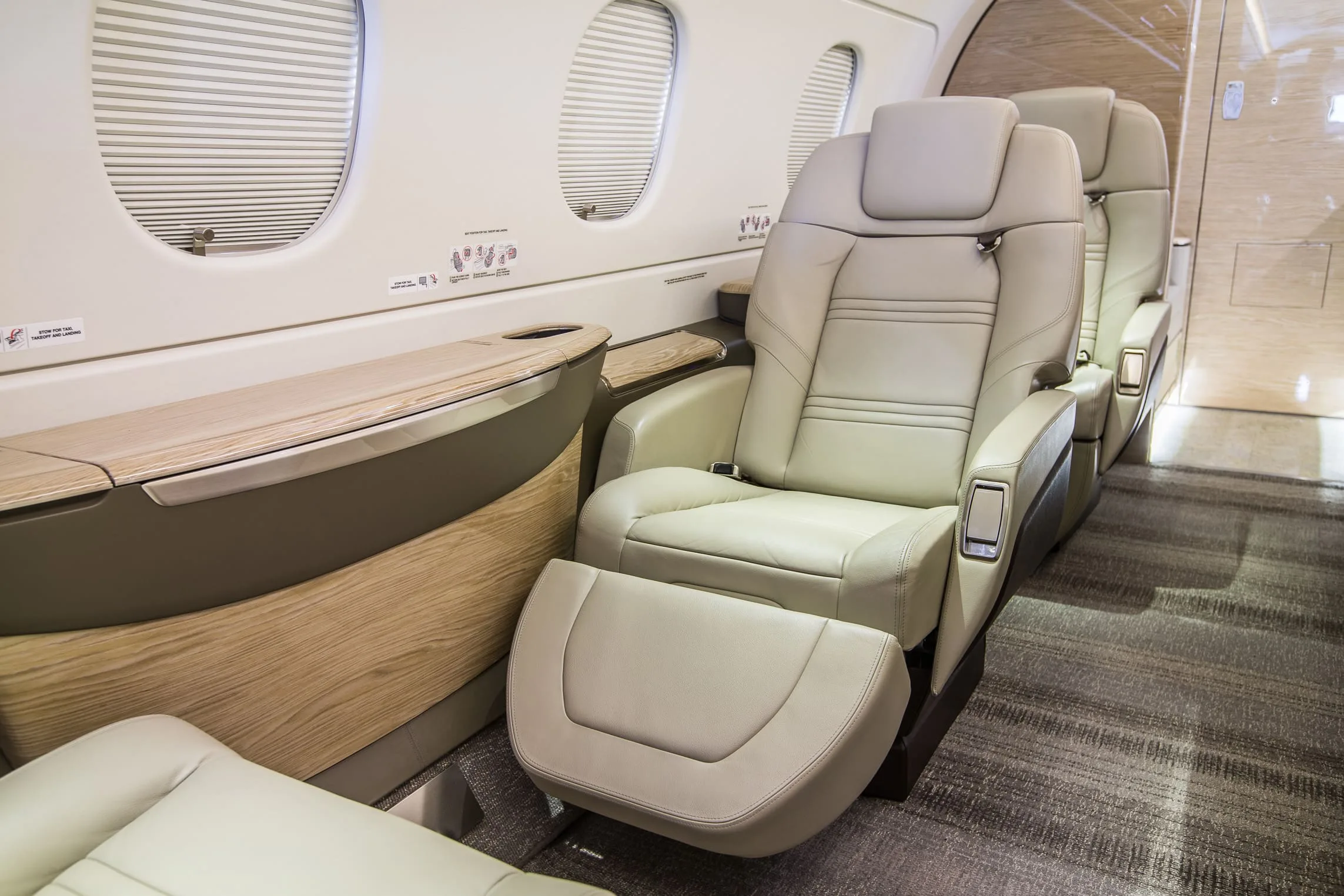 Cabin interior of a 2019 Embraer Praetor 500.