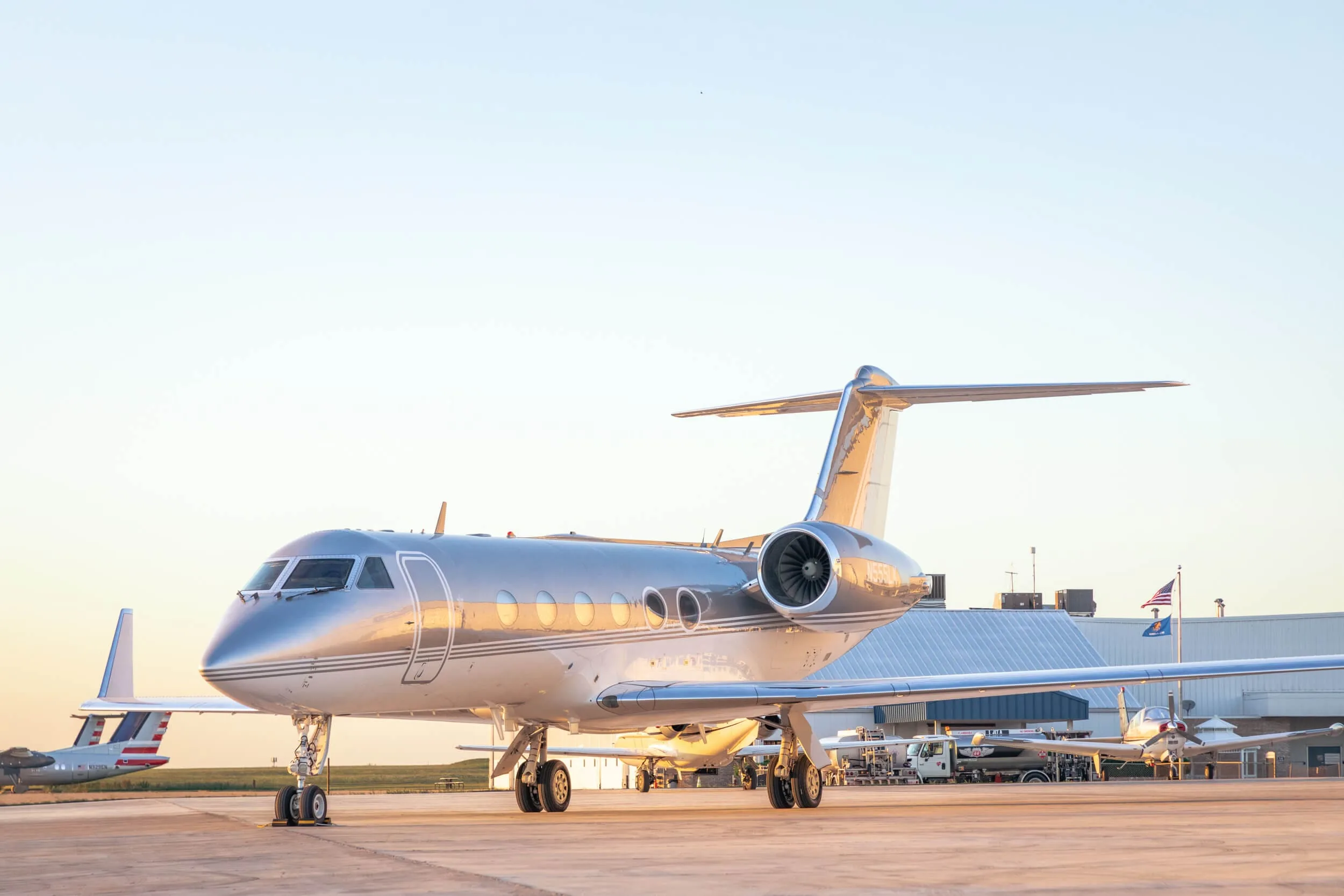 Exterior view of a 1997 Gulfstream GIV-SP, N555LK.