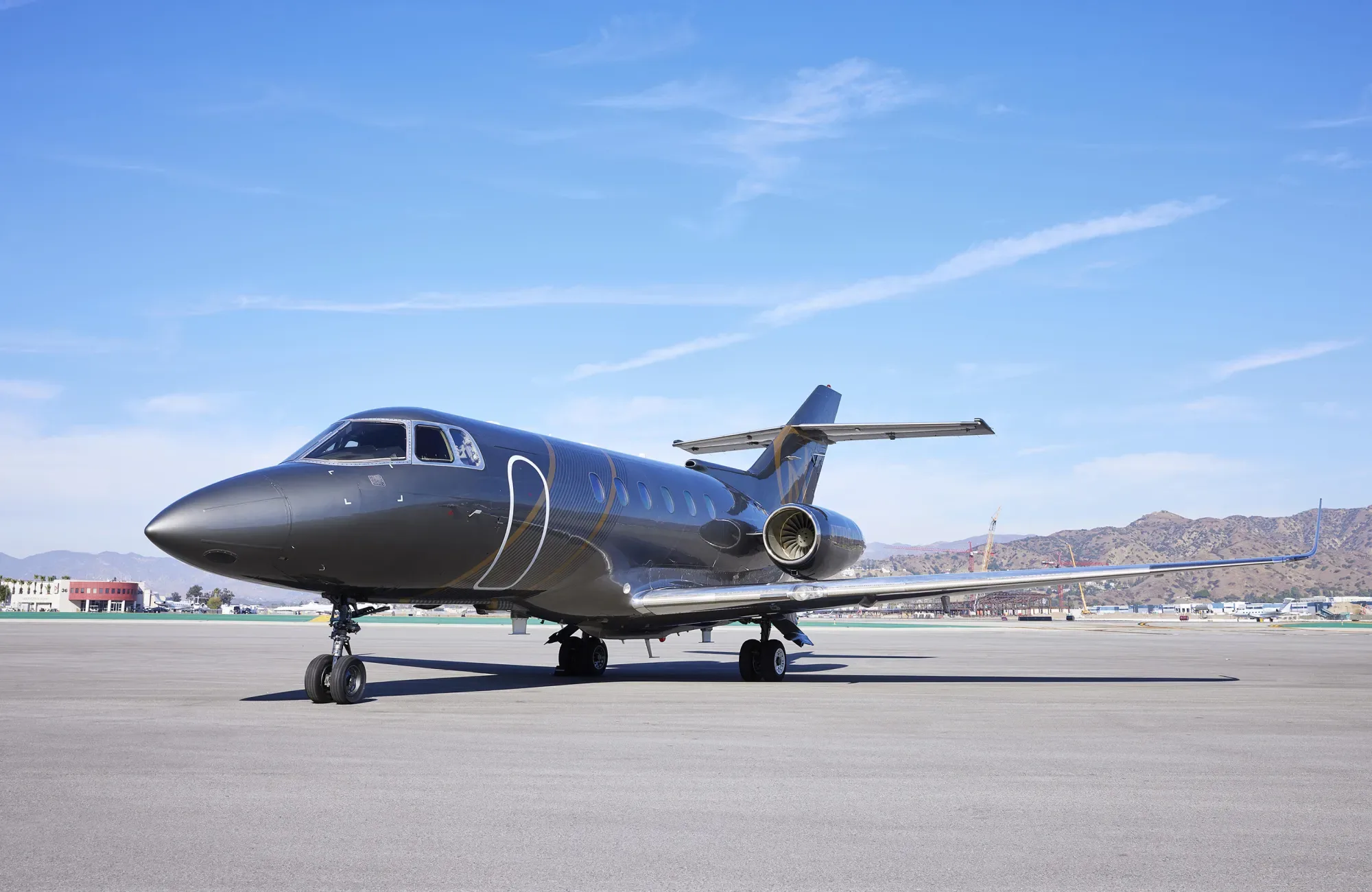 Exterior view of a 2008 Beechcraft Hawker 900XP.