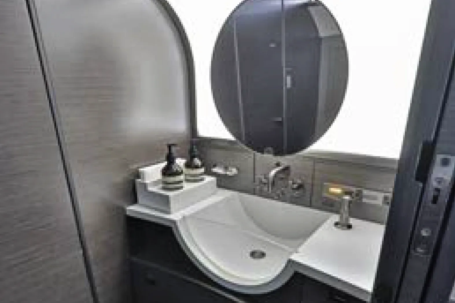 Cabin interior of a 2011 Bombardier Challenger 300.