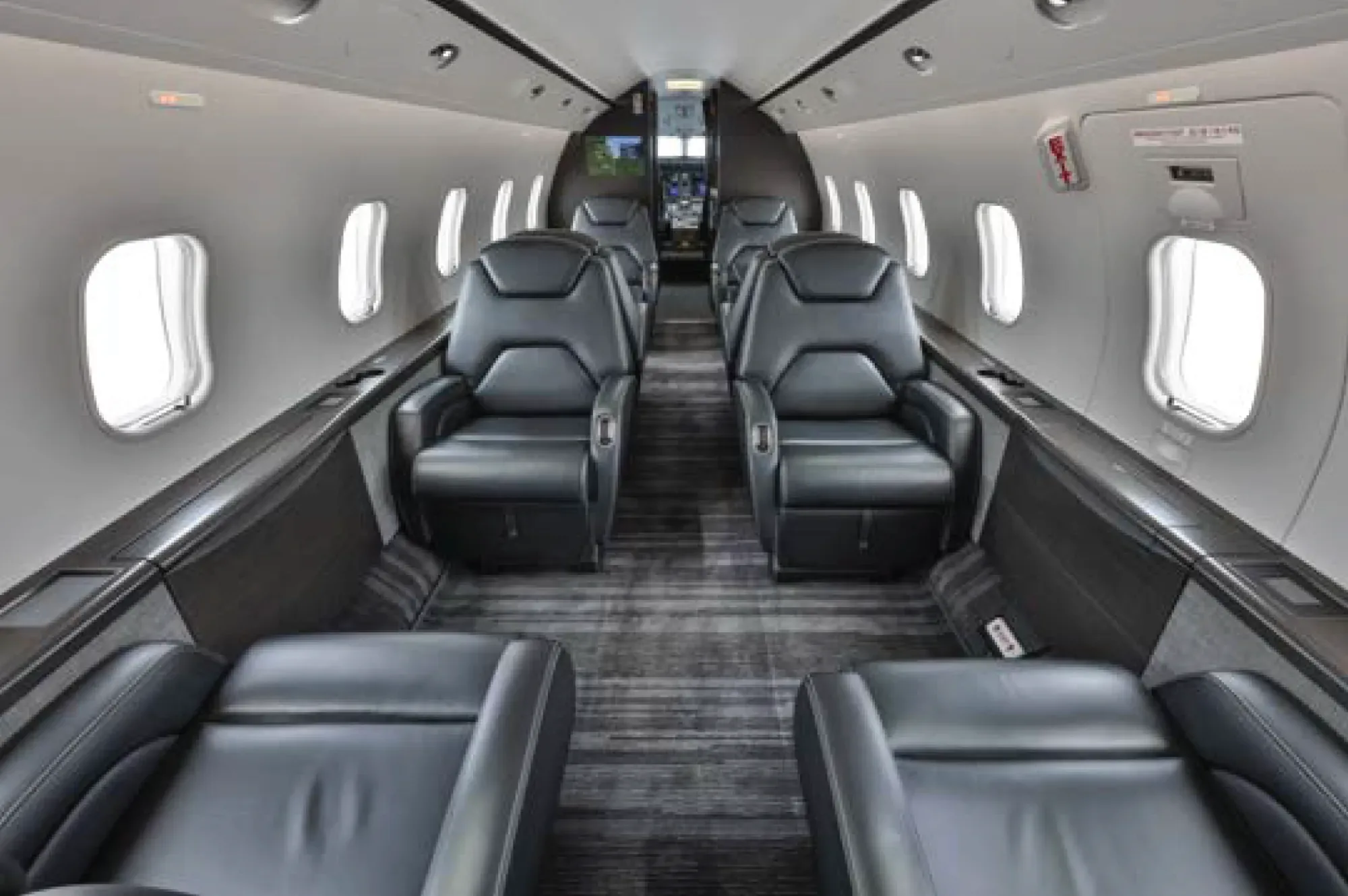 Cabin interior of a 2011 Bombardier Challenger 300.