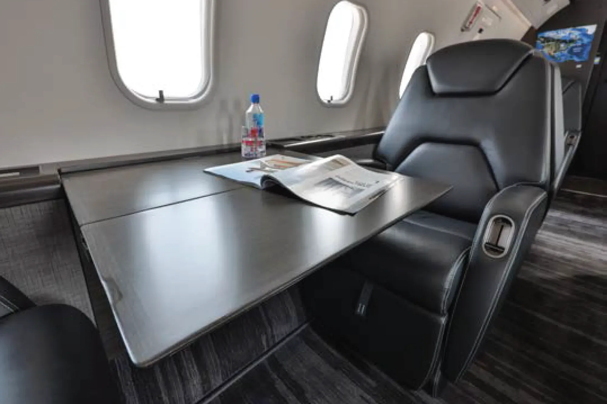 Cabin interior of a 2011 Bombardier Challenger 300.