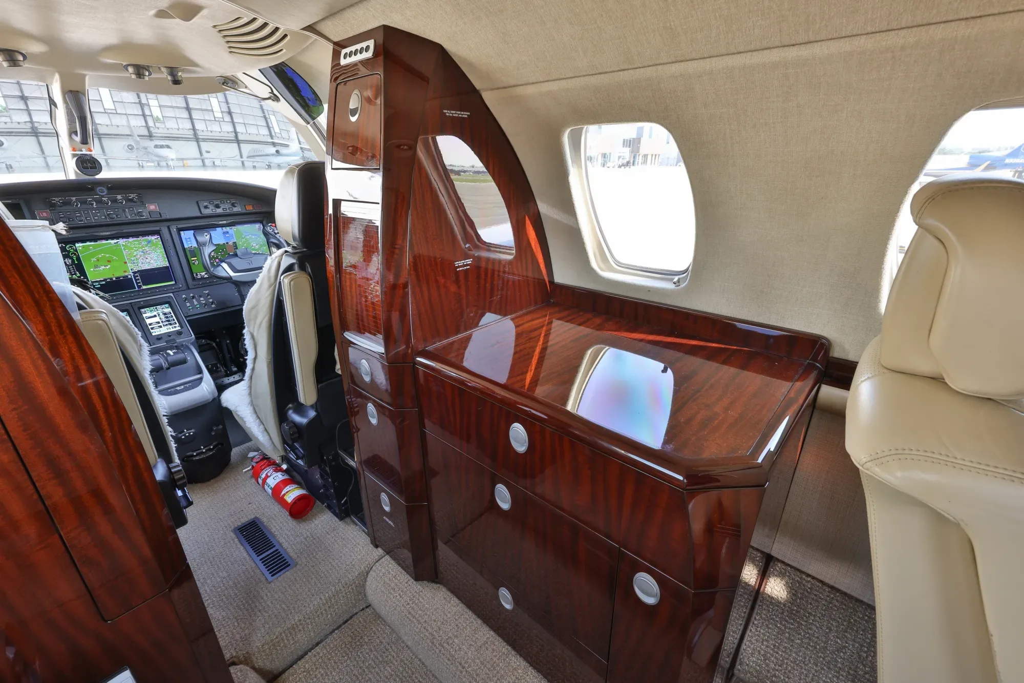 Cabin interior of a 2020 Cessna Citation CJ3+.