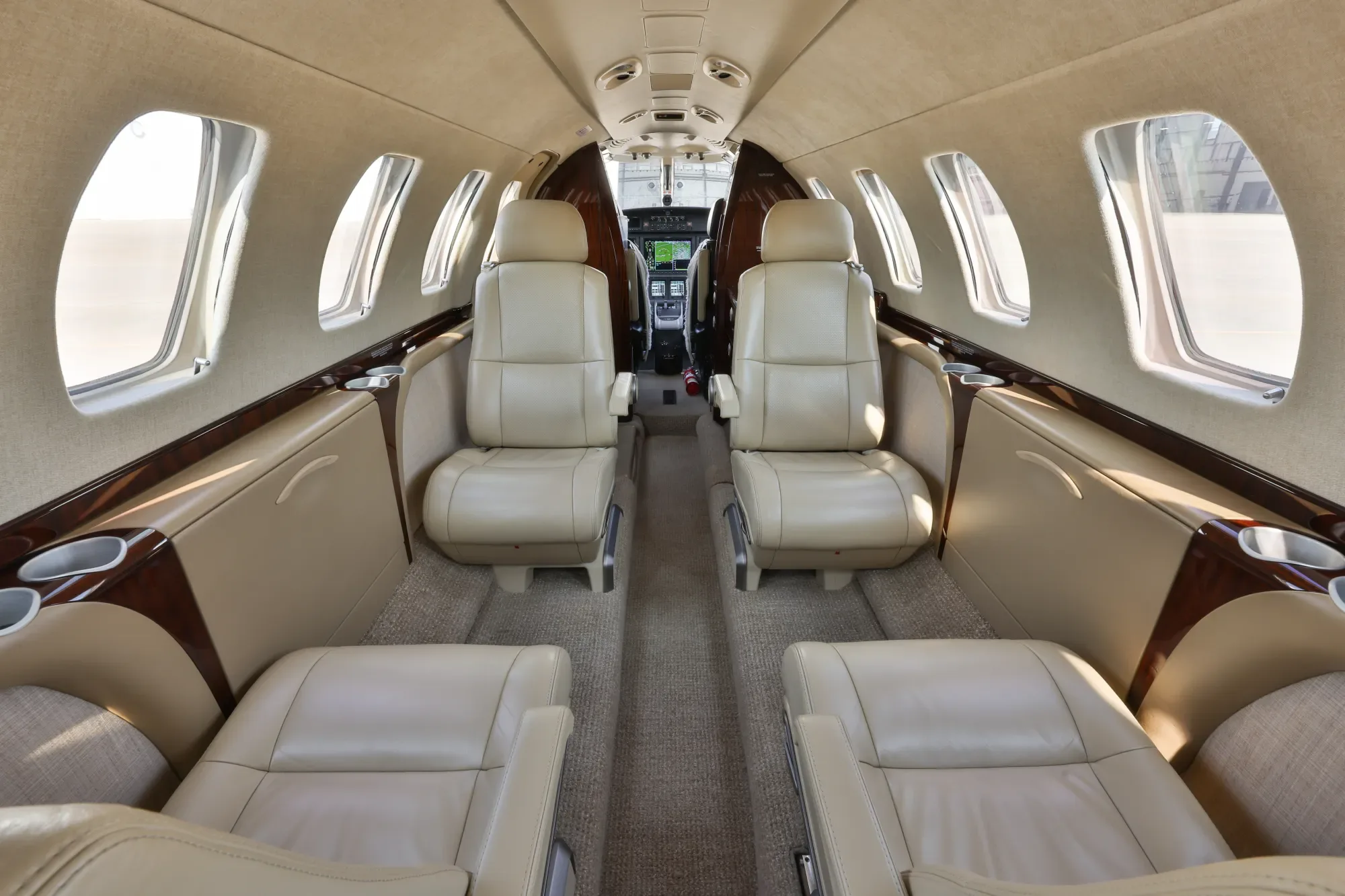 Cabin interior of a 2020 Cessna Citation CJ3+.