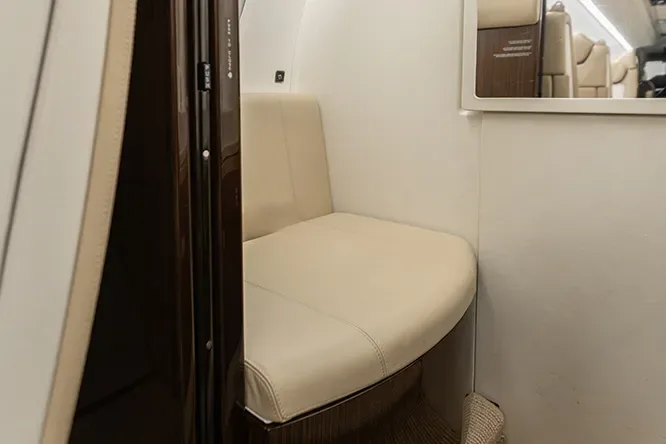 Cabin interior of a 2018 Embraer Phenom 300E.