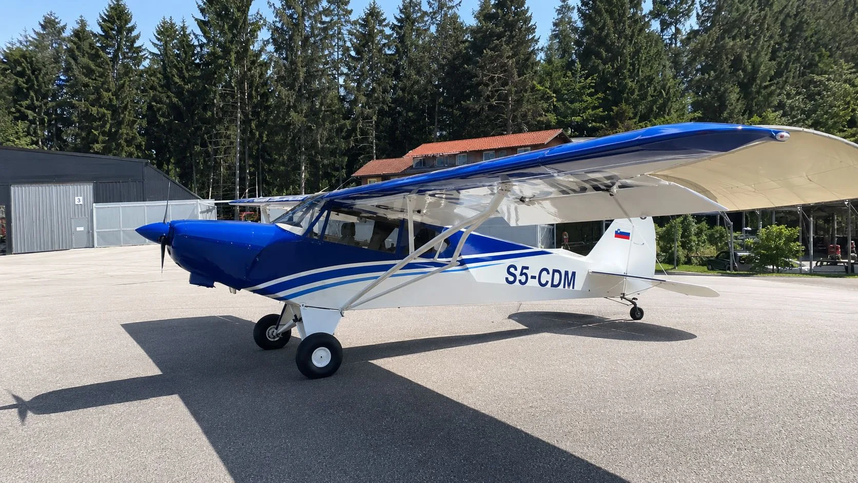 Exterior view of a 1951 Piper PA-18 Super Cub.
