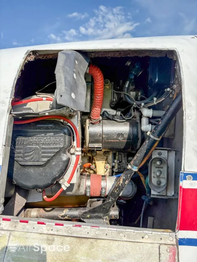 Engine detail of a 1956 Cessna 180A Skywagon.