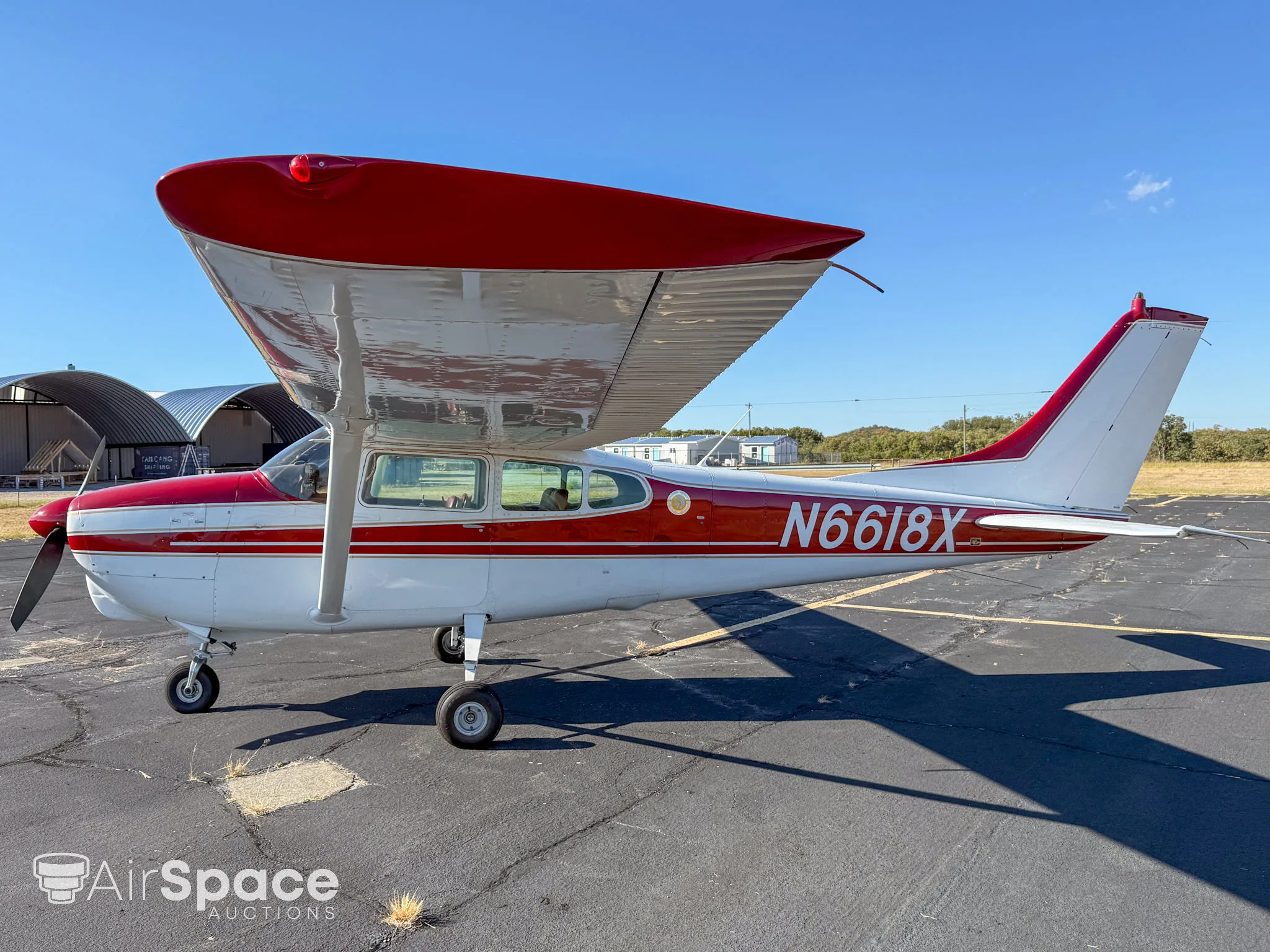 Exterior view of a 1960 Cessna 210A.