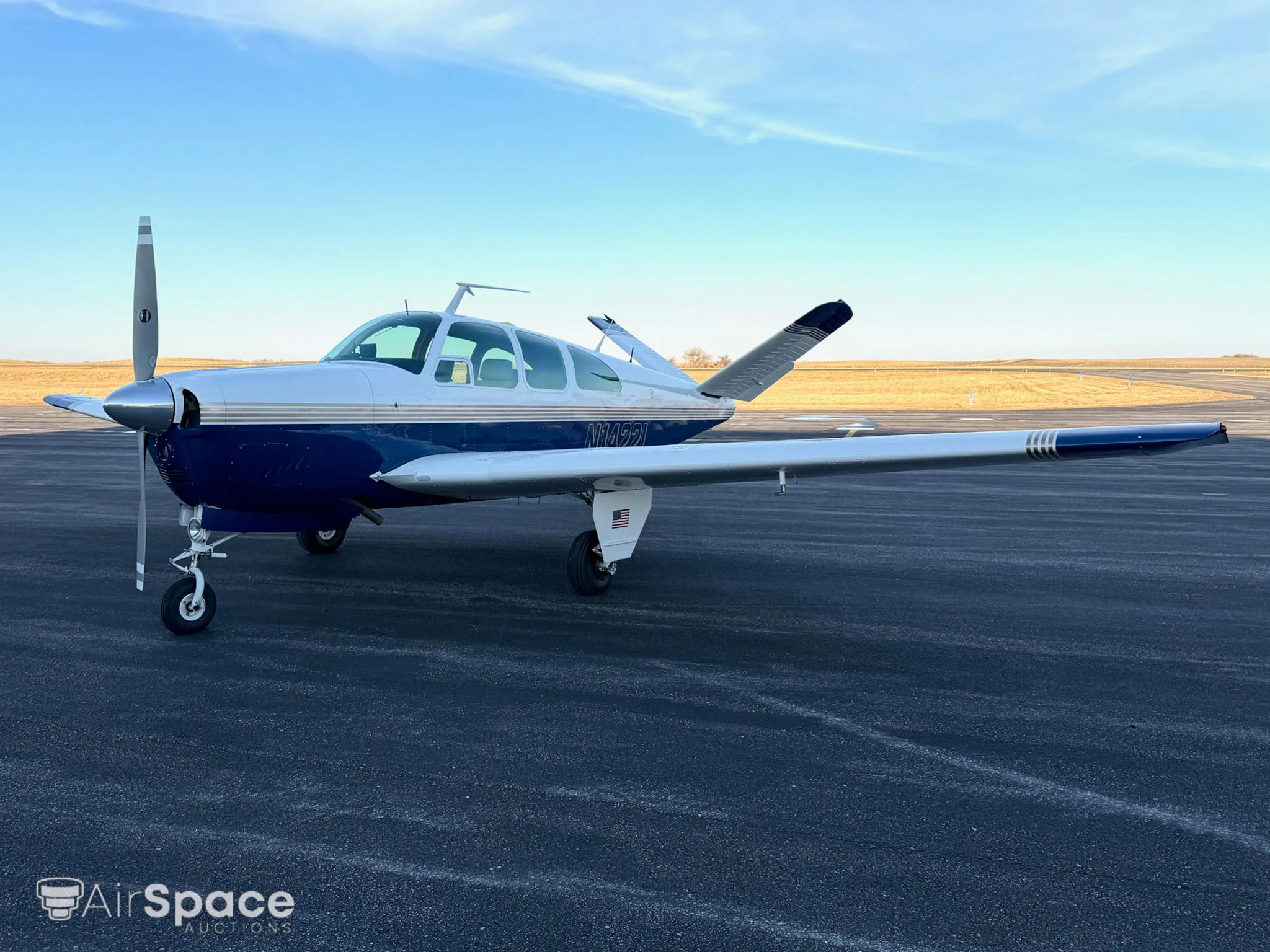 Exterior view of a 1961 Beechcraft N35 Bonanza.