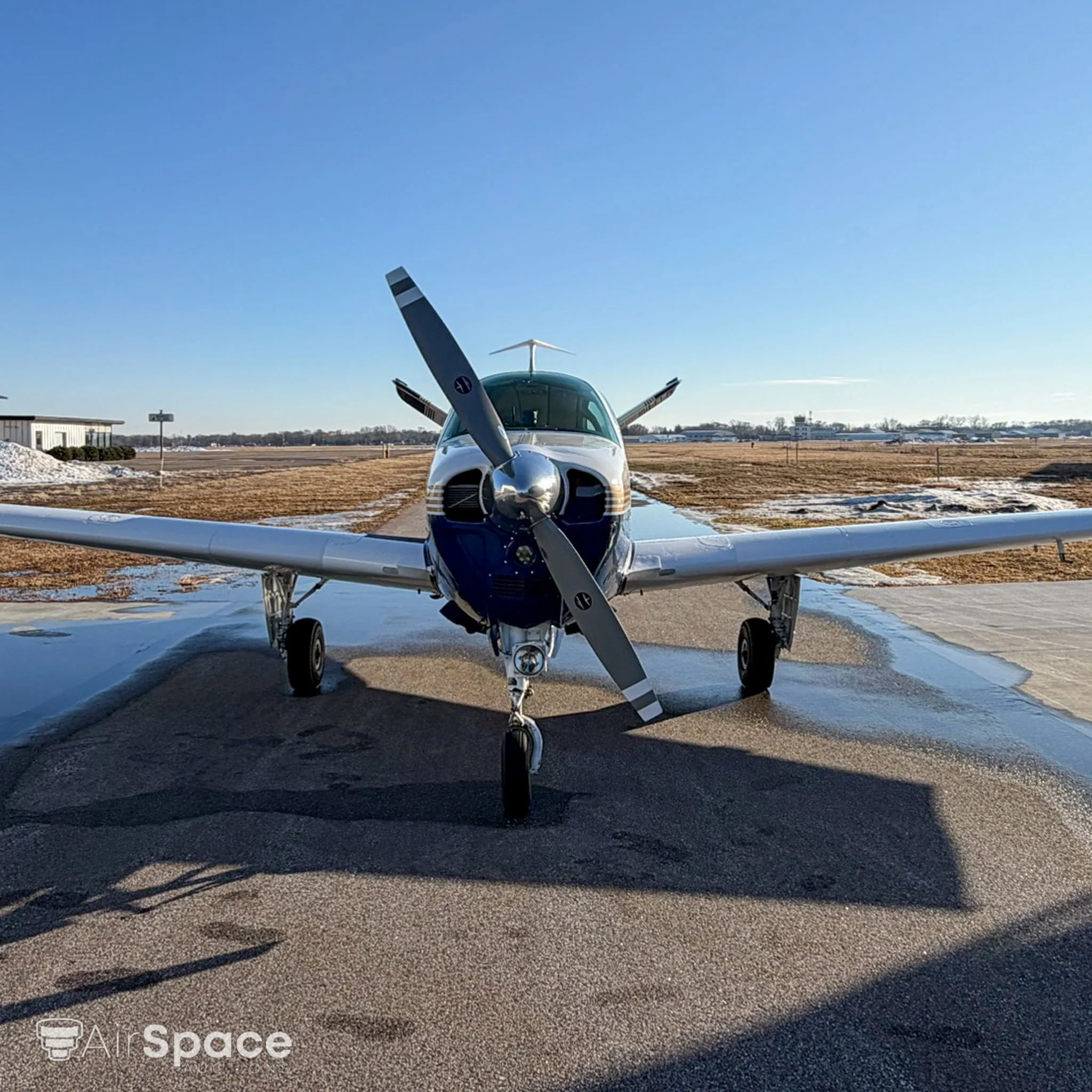 Exterior view of a 1961 Beechcraft N35 Bonanza.