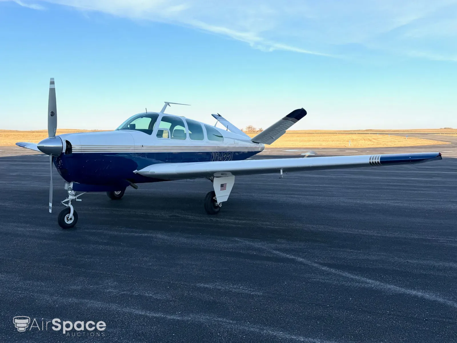Exterior view of a 1961 Beechcraft N35 Bonanza.