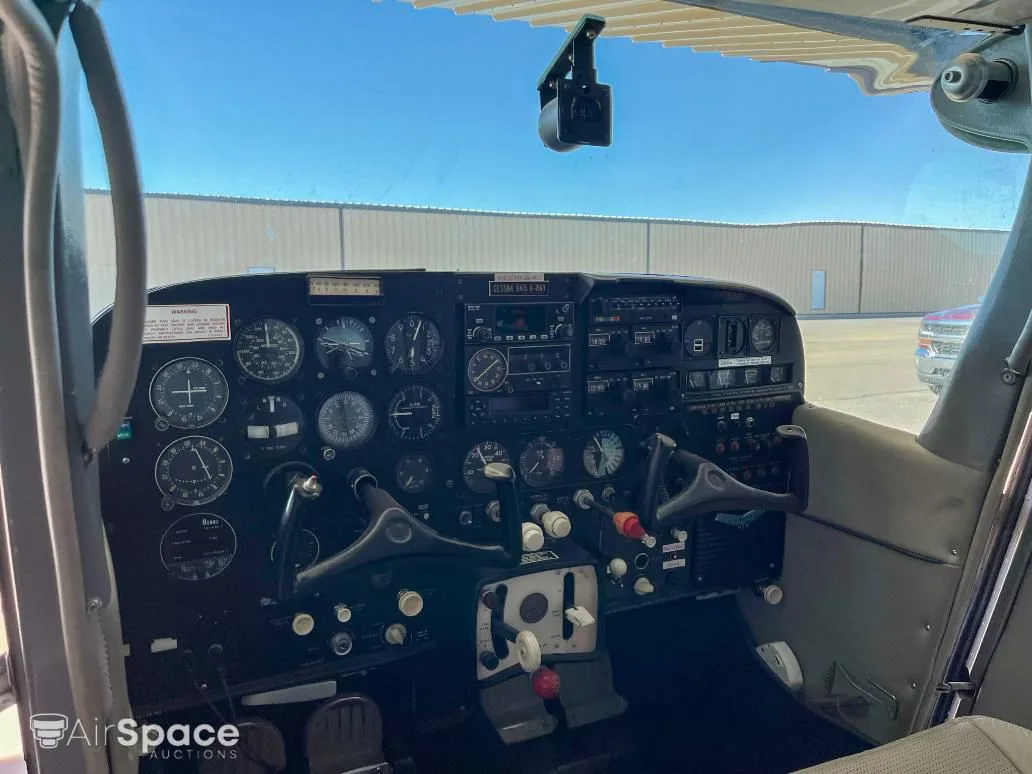 Cockpit and instrument panel of a 1961 Cessna 210A.