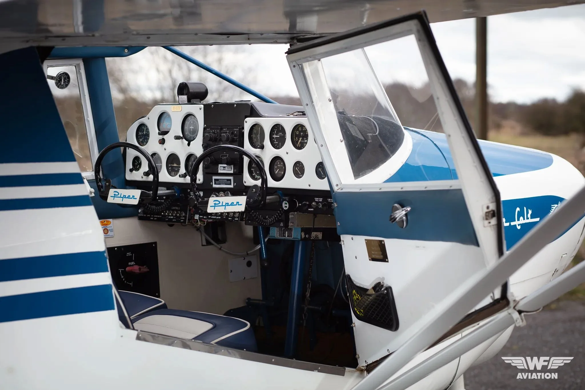 Cockpit and instrument panel of a 1961 Piper PA-22-108 Colt.