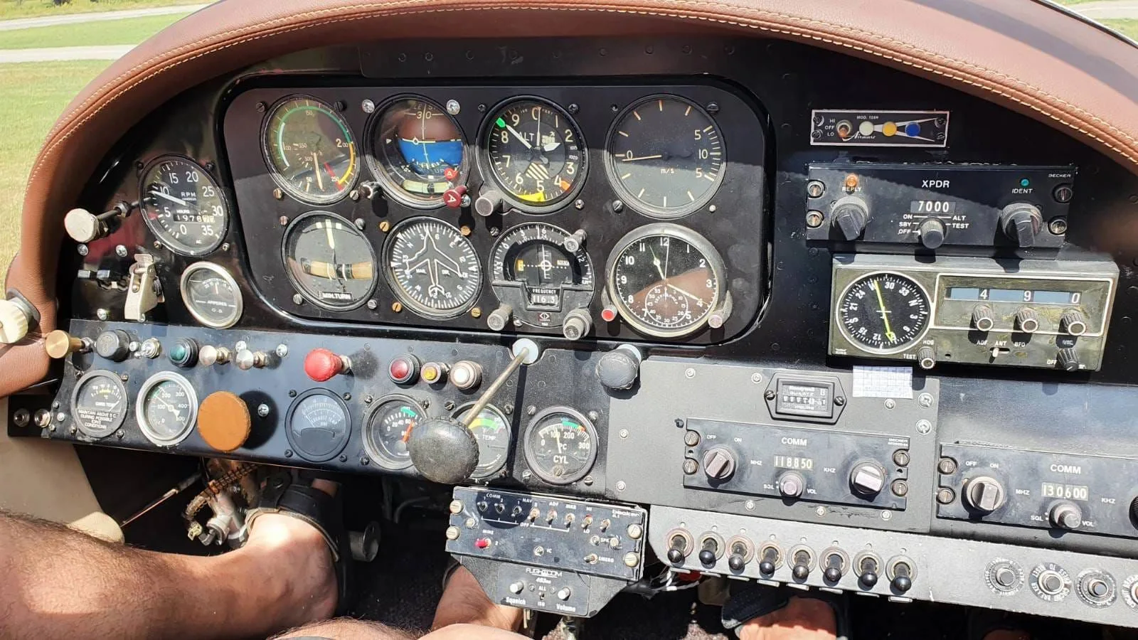 Cockpit and instrument panel of a 1962 Socata Rallye 100.