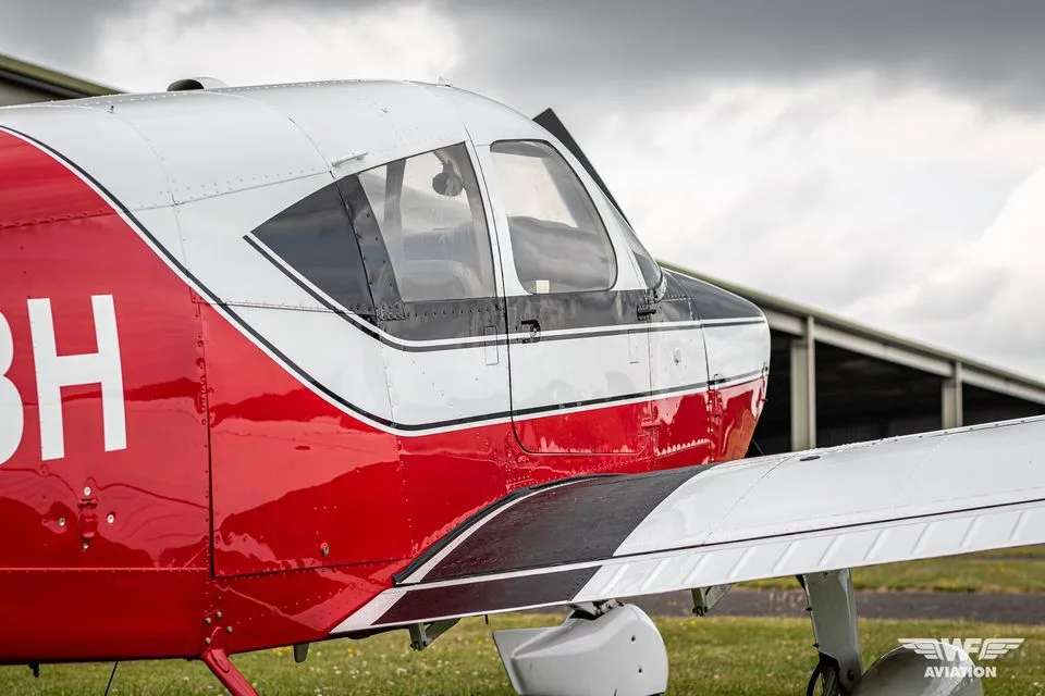 Exterior view of a 1965 Piper PA-28-235 Cherokee Pathfinder, G-CCBH.