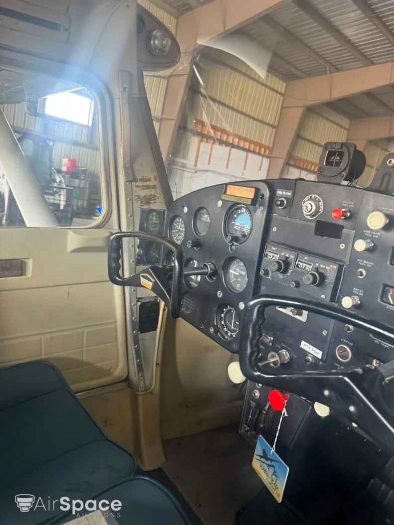 Cockpit and instrument panel of a 1966 Cessna 150F.