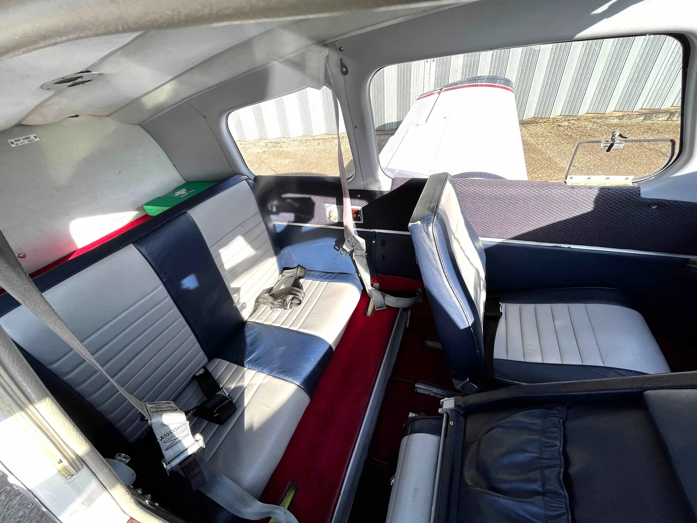 Cabin interior of a 1968 Beechcraft 19A Musketeer Sport.