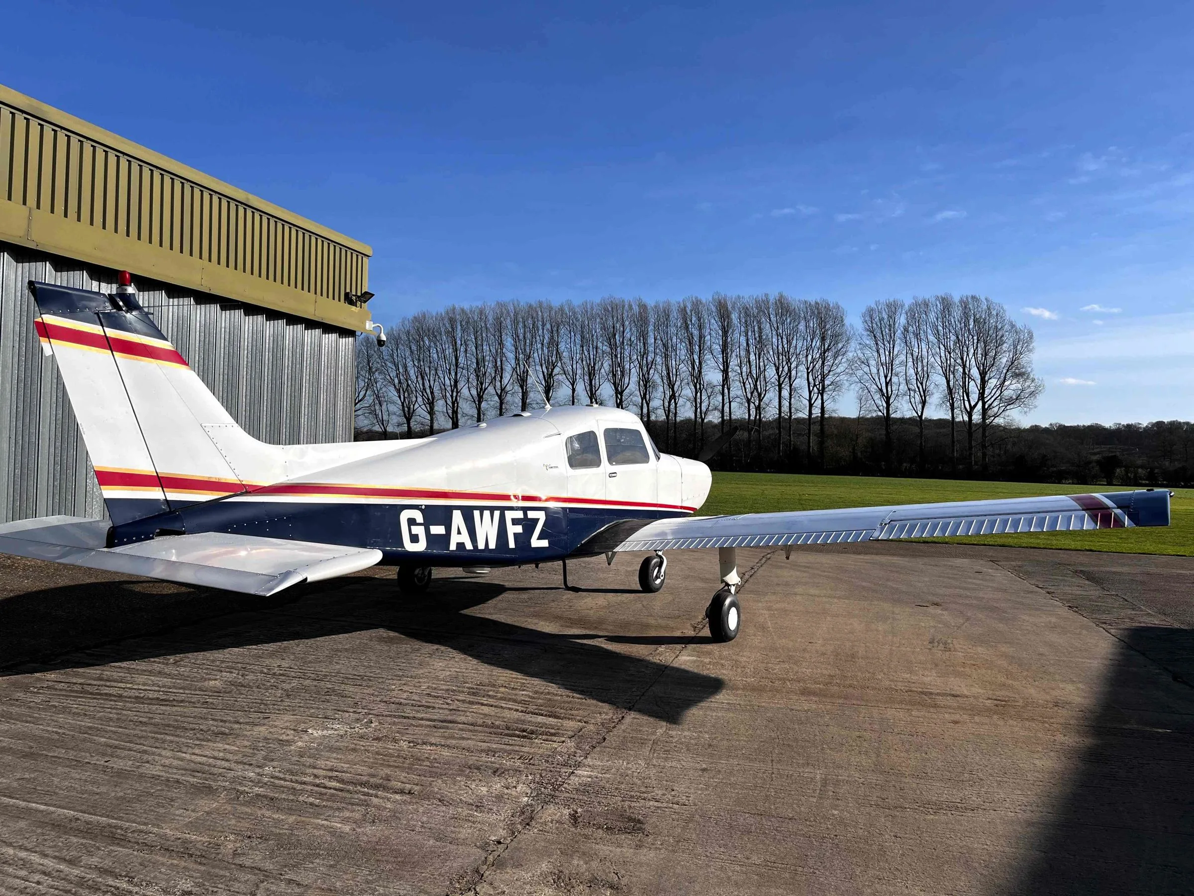 Exterior view of a 1968 Beechcraft 19A Musketeer Sport.