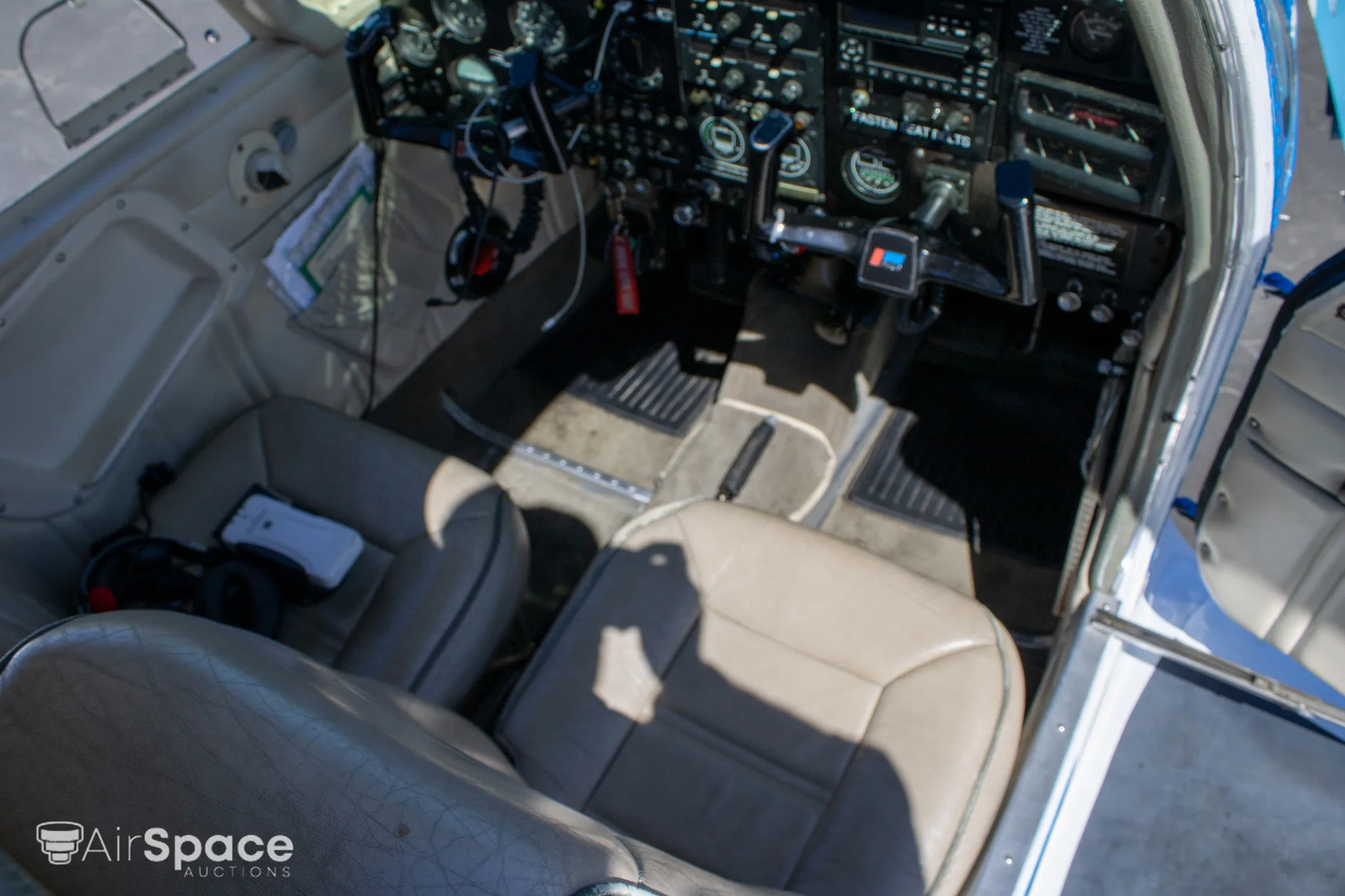 Cockpit and instrument panel of a 1968 Piper PA-28-150 Cherokee.