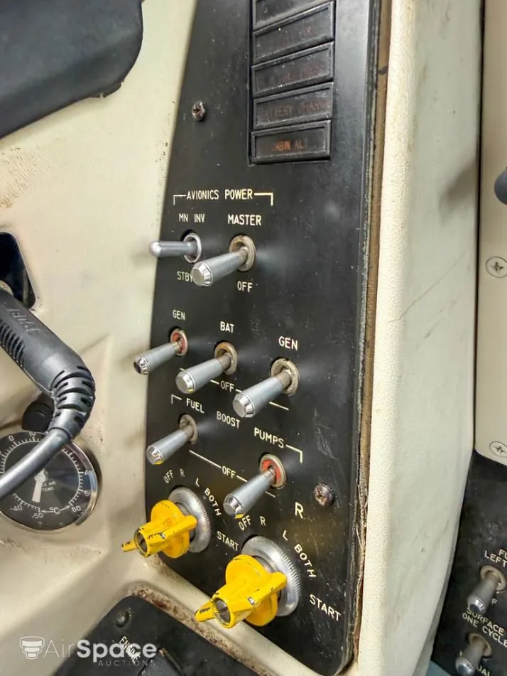 Cockpit and instrument panel of a 1973 Beech 60 Duke.