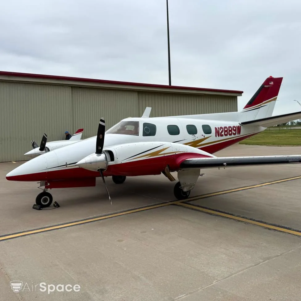 Exterior view of a 1973 Beech 60 Duke.