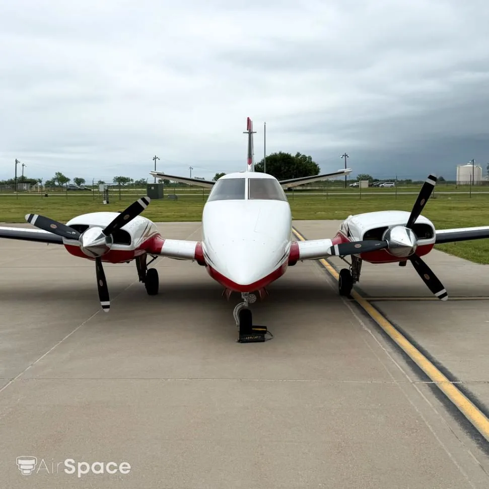 Exterior view of a 1973 Beech 60 Duke.