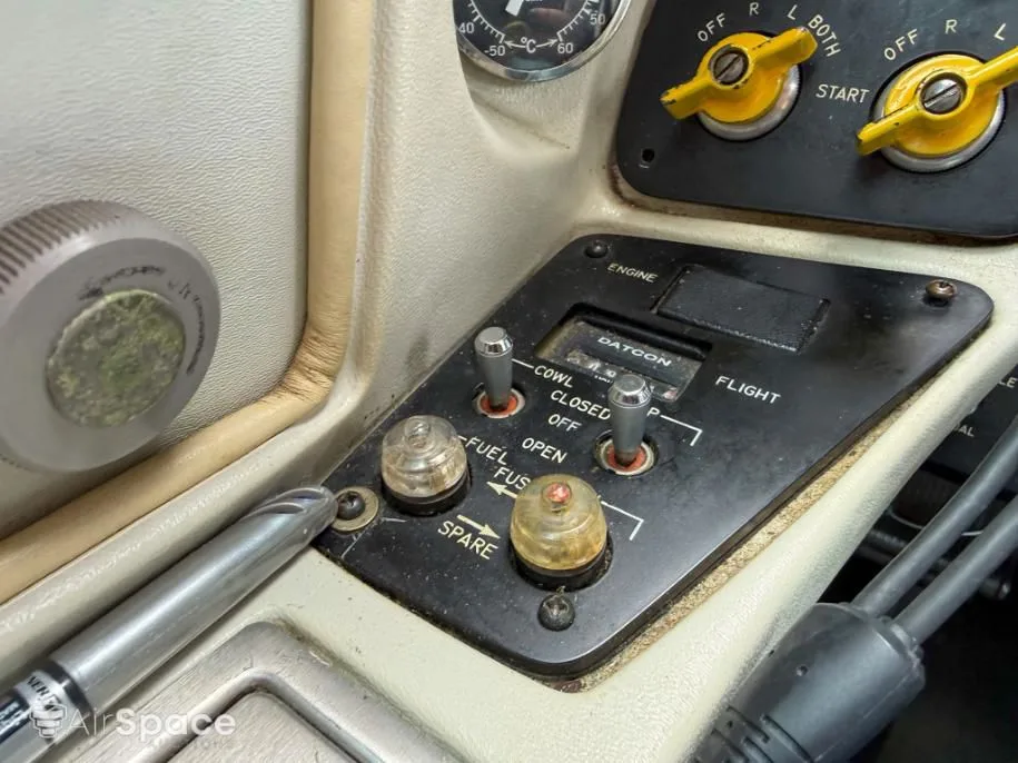 Cockpit and instrument panel of a 1973 Beech 60 Duke.