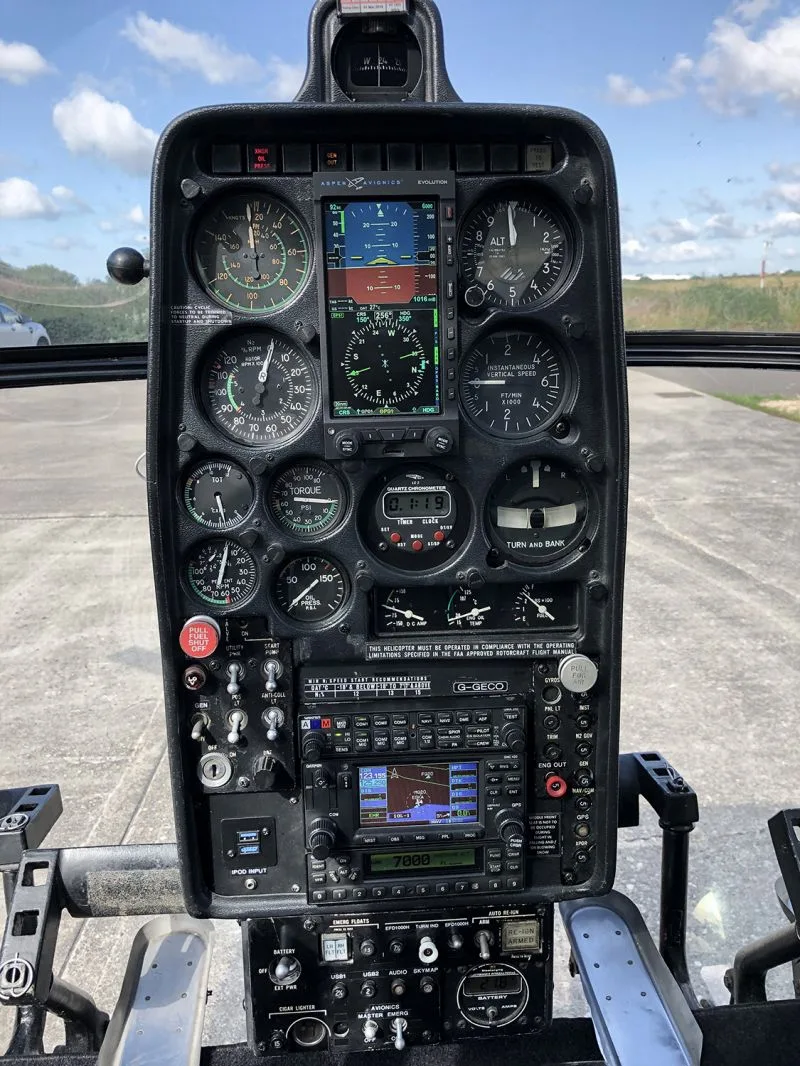 Avionics suite of a 1974 Hughes 500C.