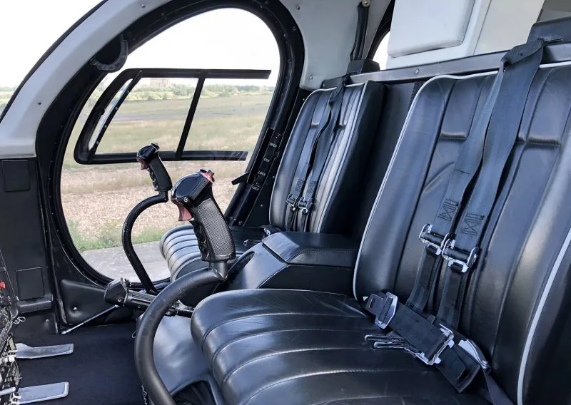 Cabin interior of a 1974 Hughes 500C.