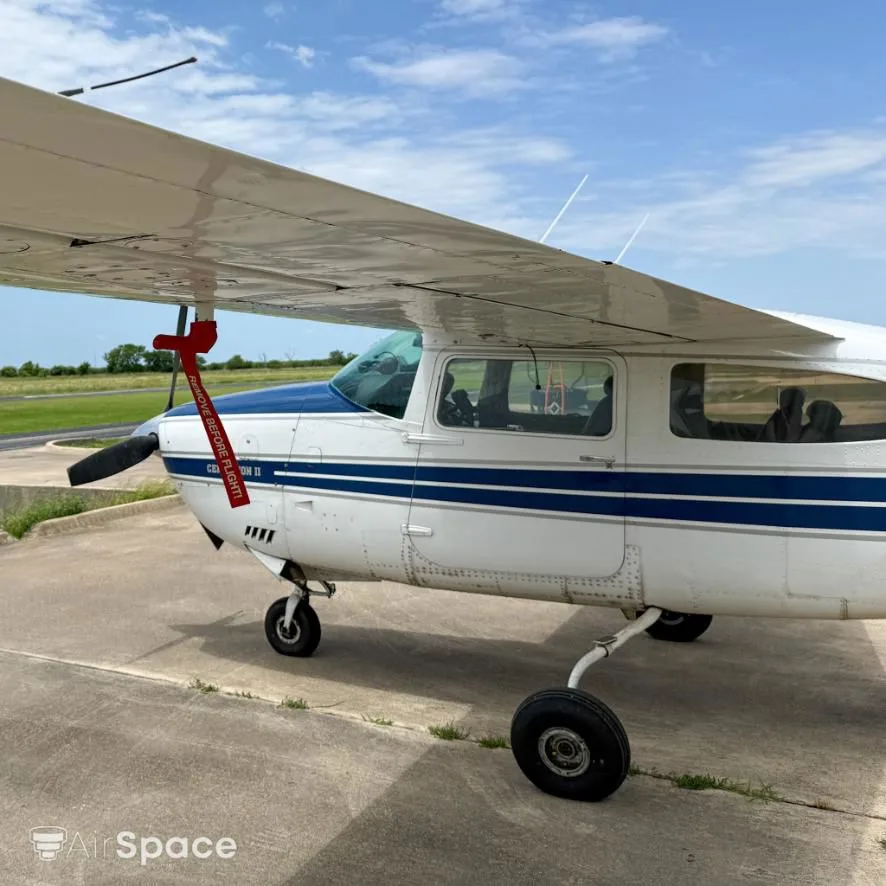 Exterior view of a 1975 Cessna 210L Turbo Centurion.