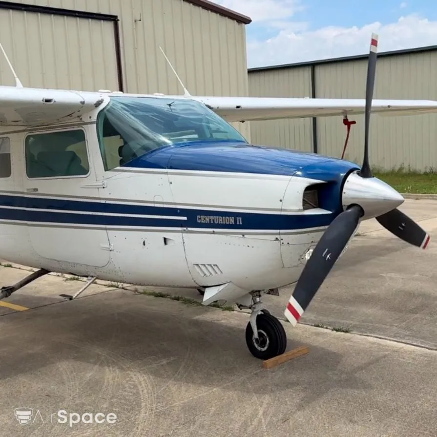 Exterior view of a 1975 Cessna 210L Turbo Centurion.