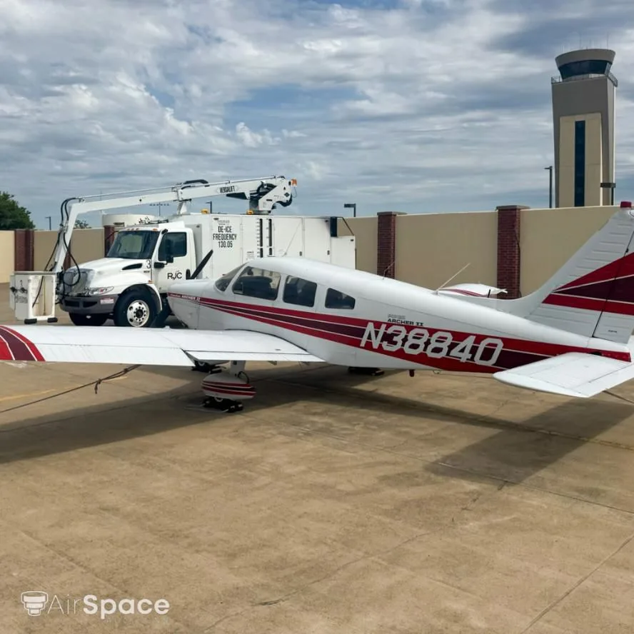 Exterior view of a 1977 Piper PA-28-181 Archer II.