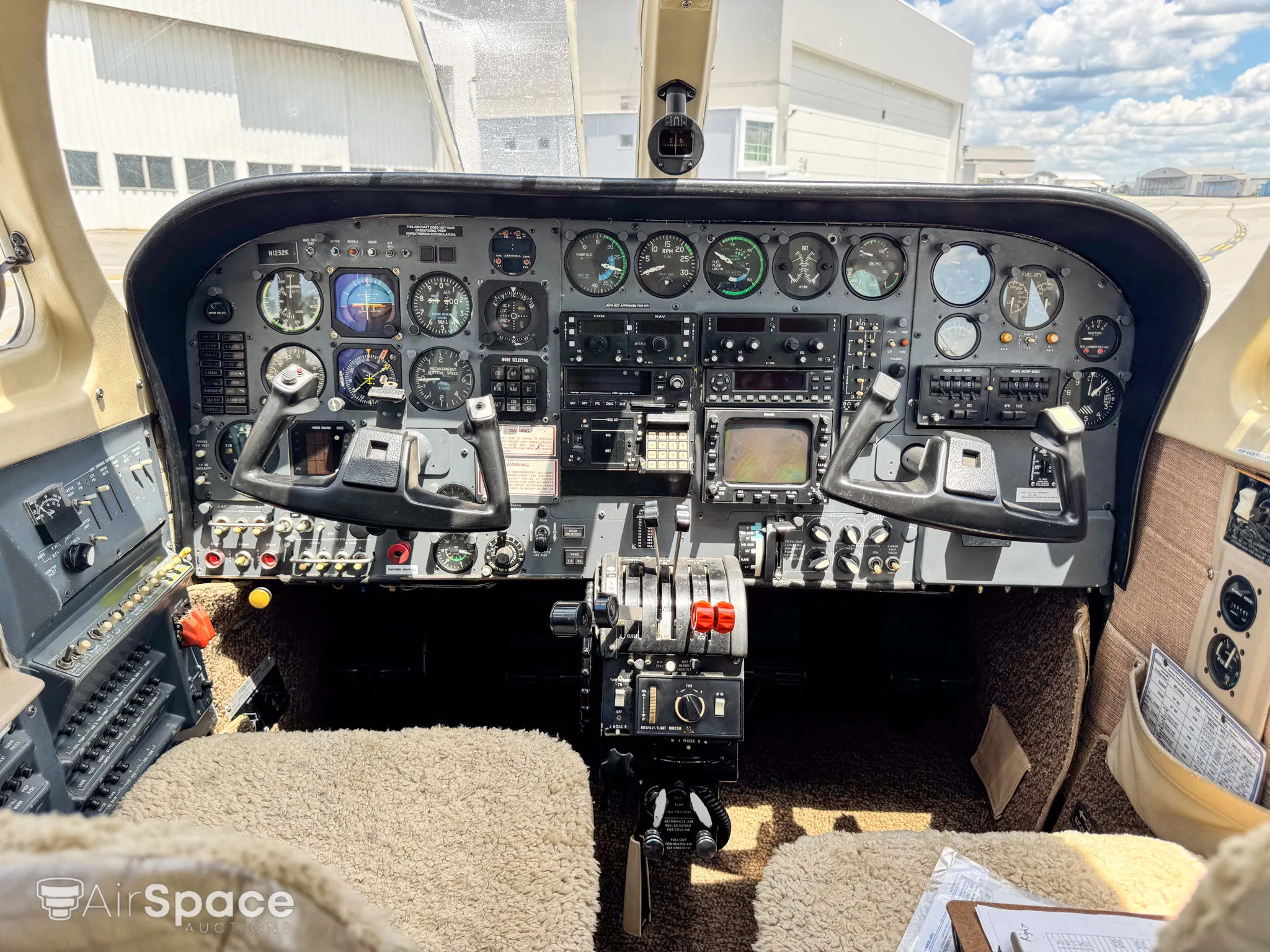Cockpit and instrument panel of a 1984 Cessna 340.
